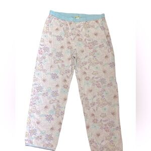 2 Way PJ pajamas pants - M blue purple floral , cotton